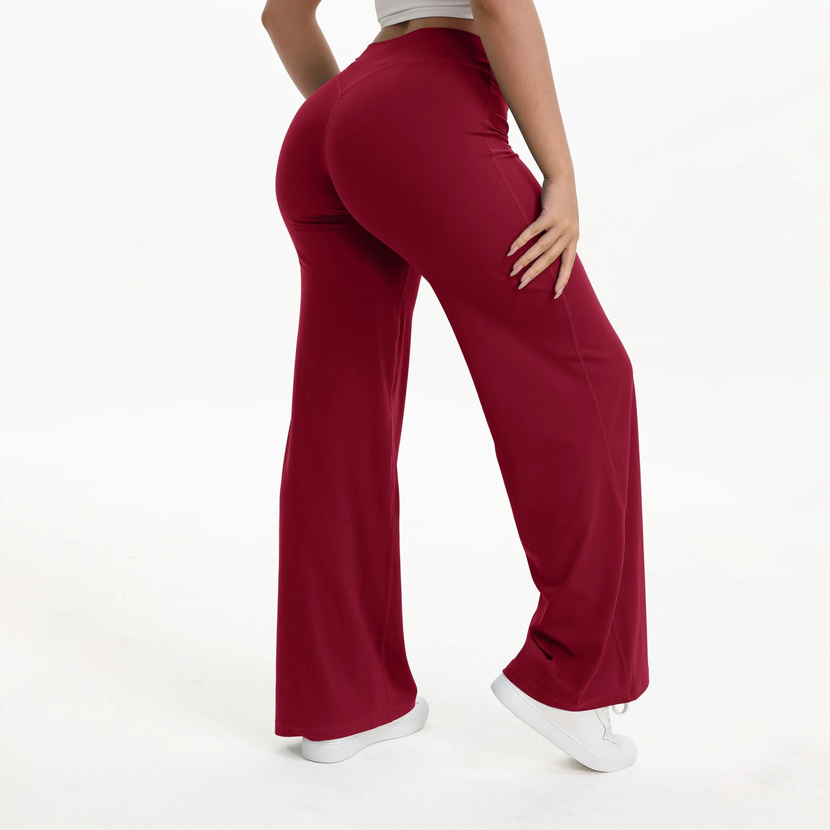 Straight Leg Bottoms Women's Mid-Waist Yoga Pants