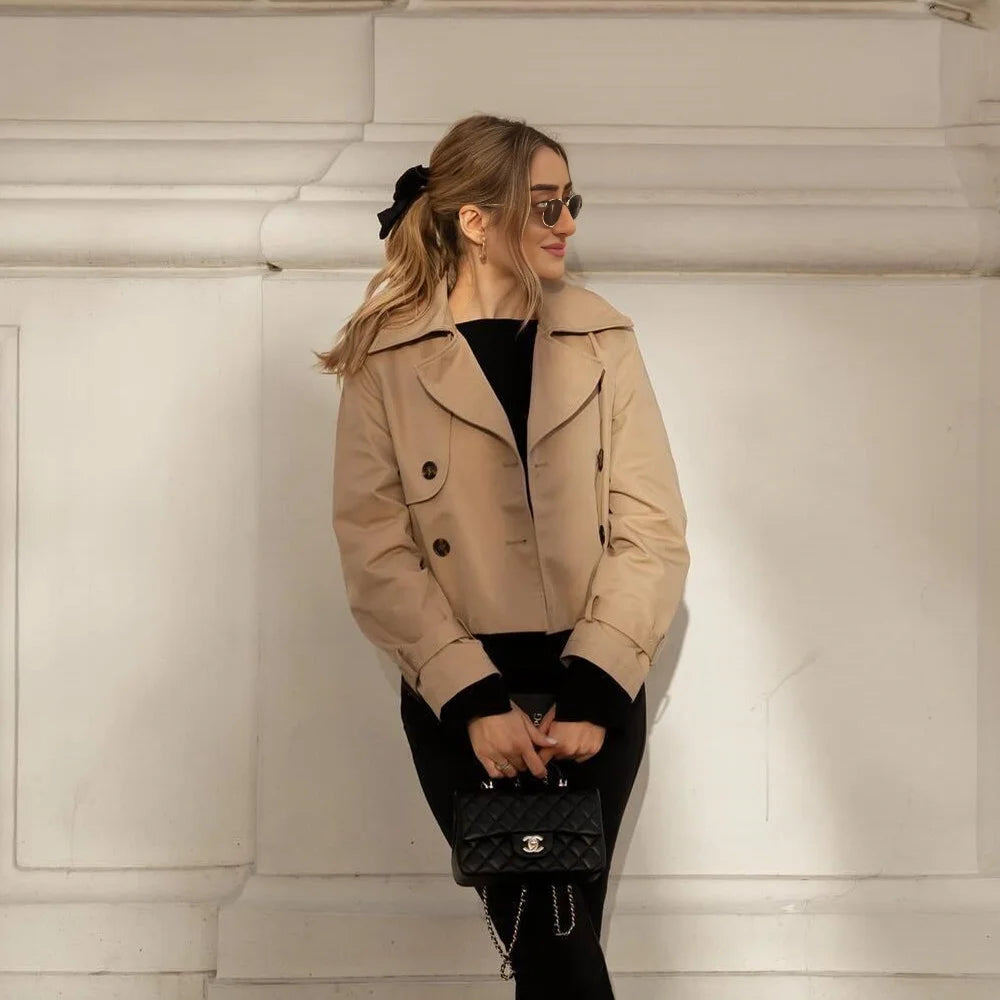 Ladies Vintage Cropped Trench Jacket