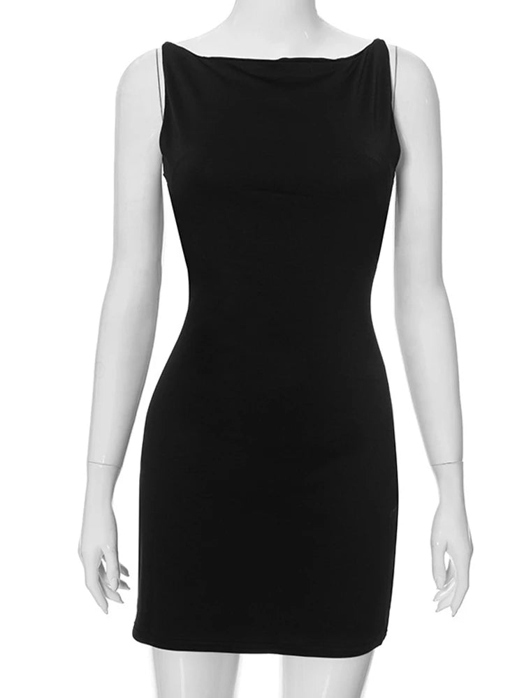 Women's Sleeveless Mini Wrap Dress Y2K
