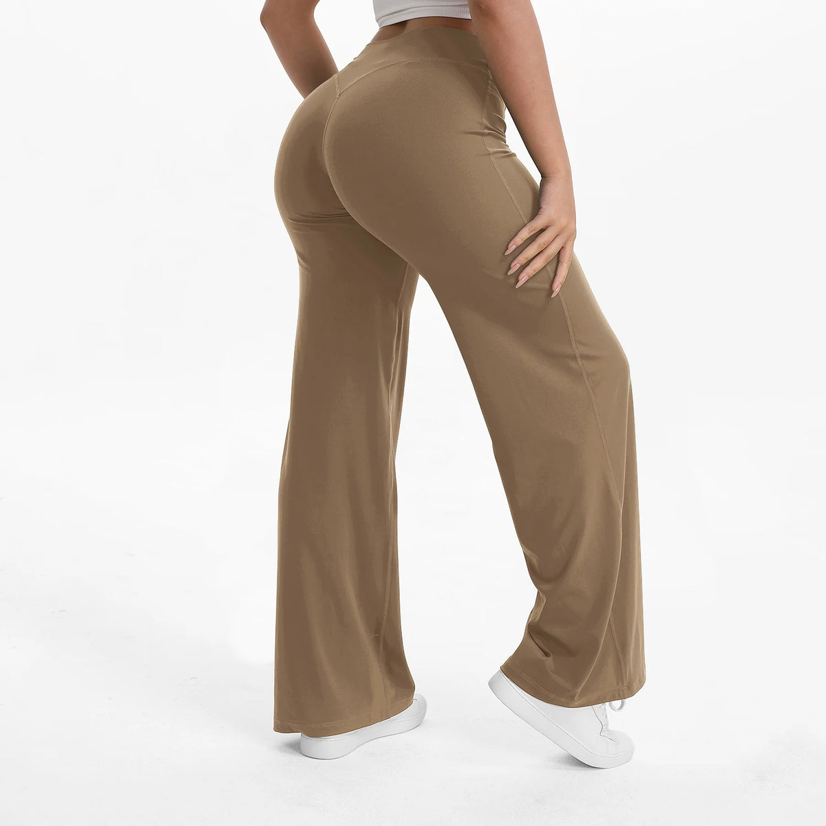 Straight Leg Bottoms Women's Mid-Waist Yoga Pants