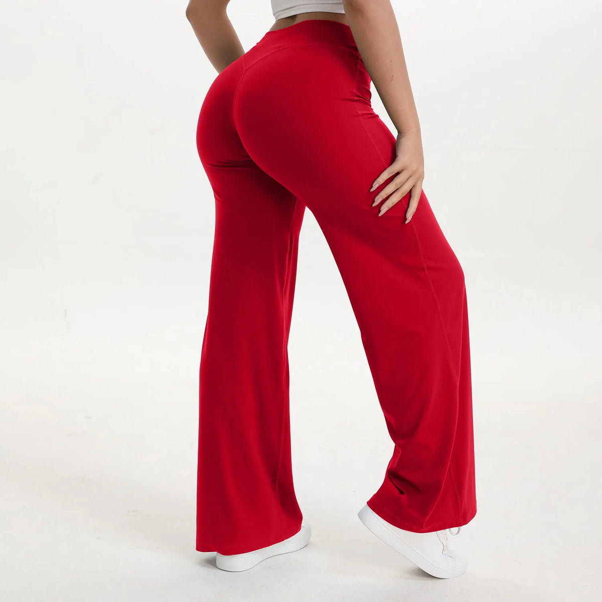 Straight Leg Bottoms Women's Mid-Waist Yoga Pants
