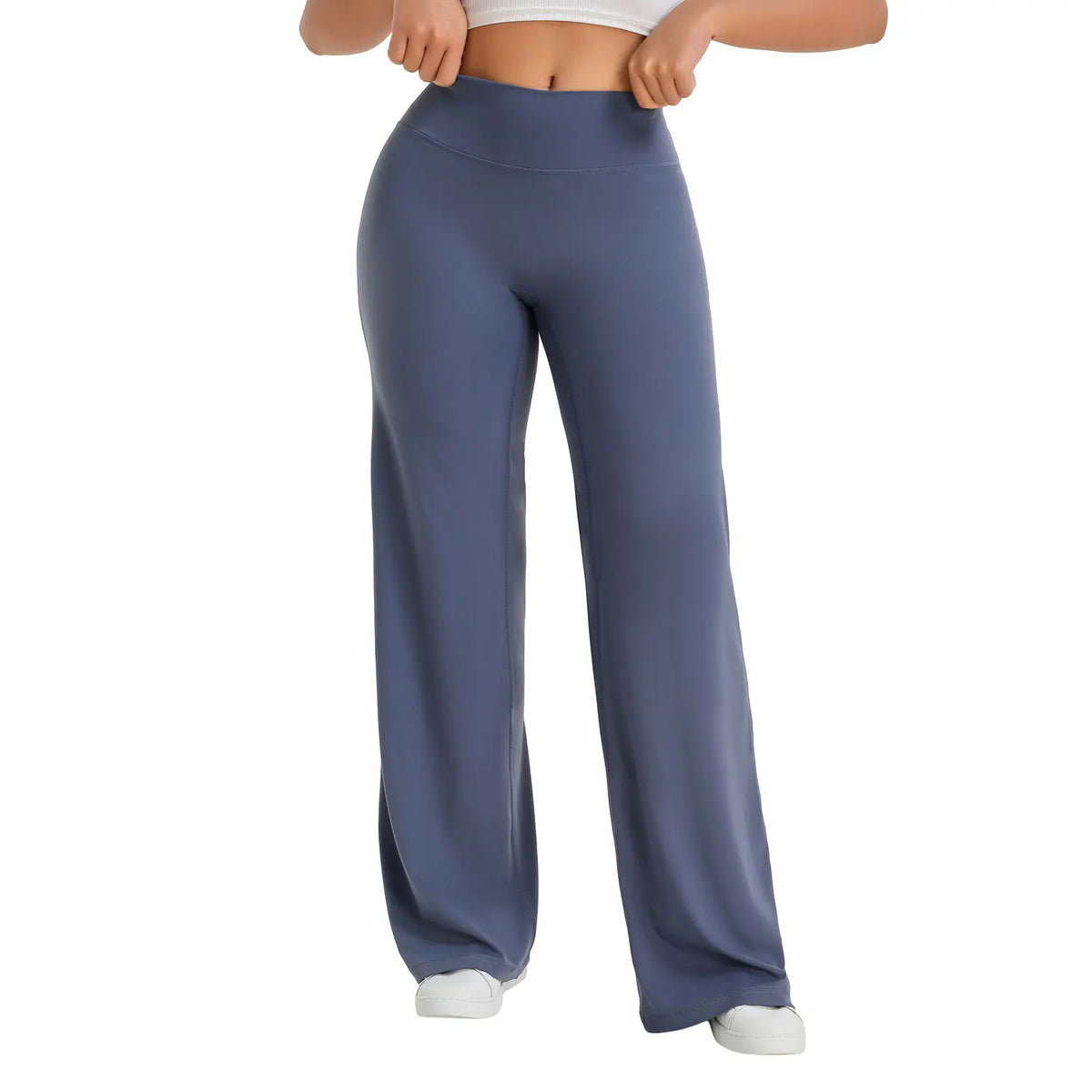 Straight Leg Bottoms Women's Mid-Waist Yoga Pants