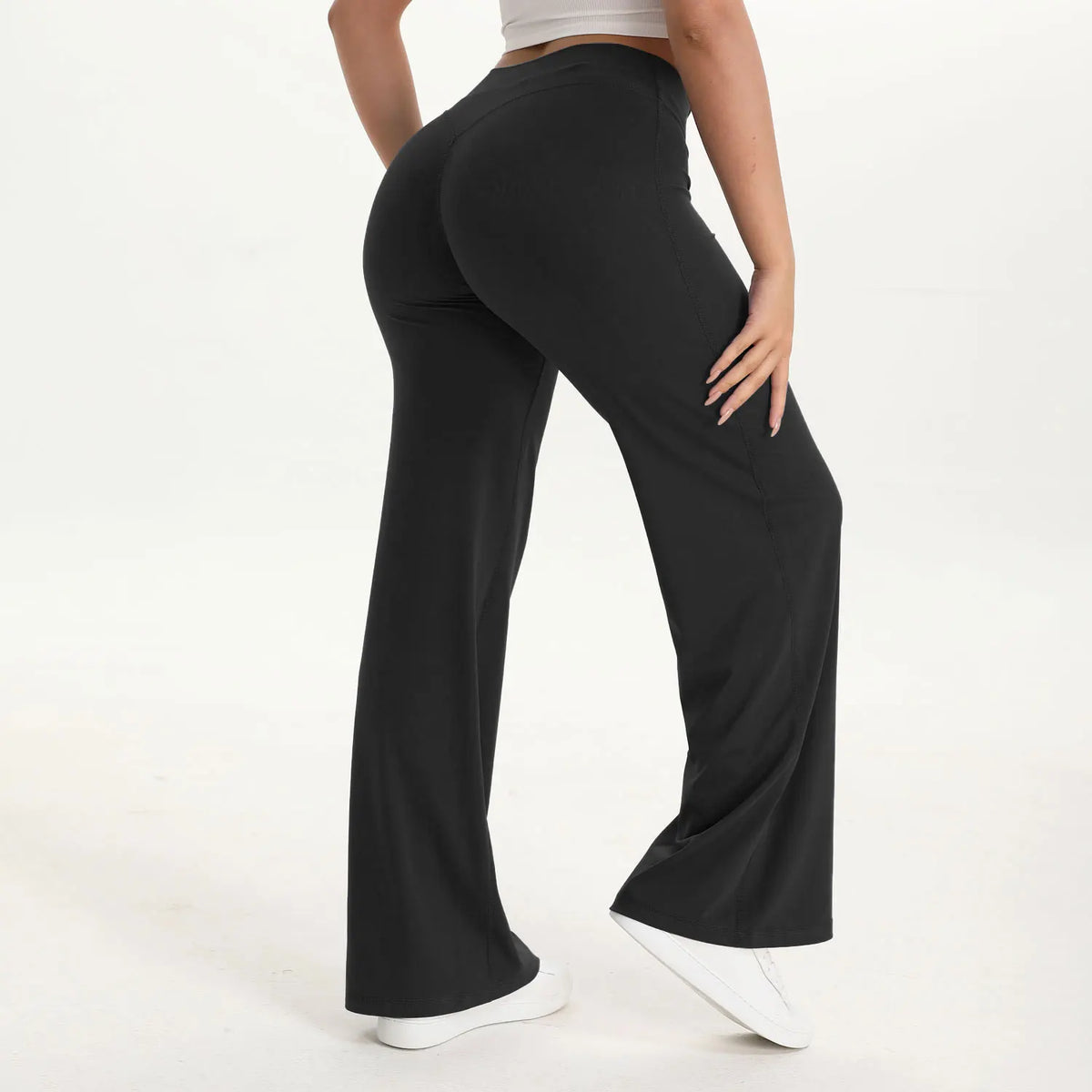 Straight Leg Bottoms Women's Mid-Waist Yoga Pants