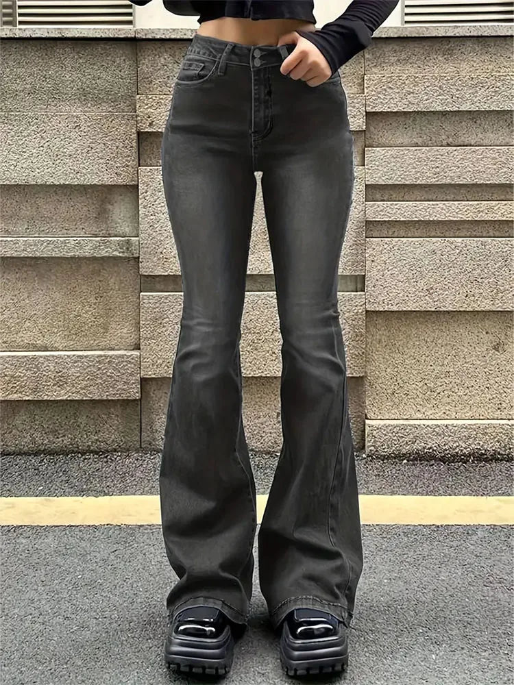 Flare Stretch Jeans Skinny Bell Bottom High Waist Denim Pants