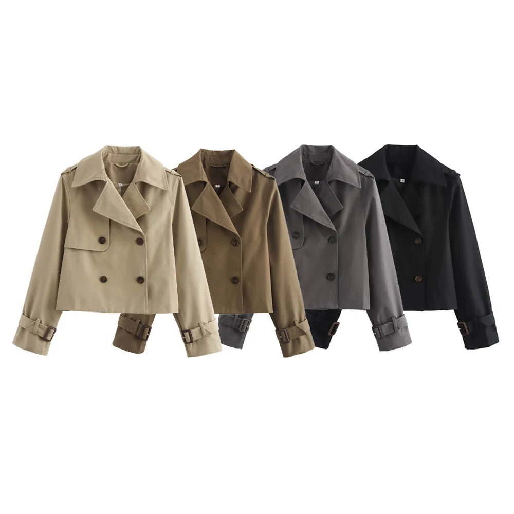 Ladies Vintage Cropped Trench Jacket