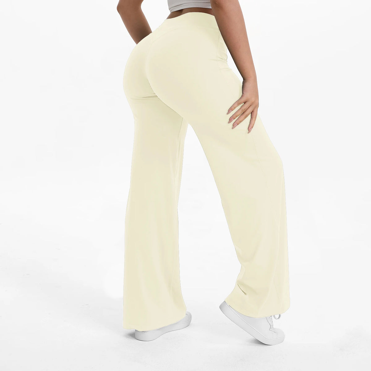 Straight Leg Bottoms Women's Mid-Waist Yoga Pants