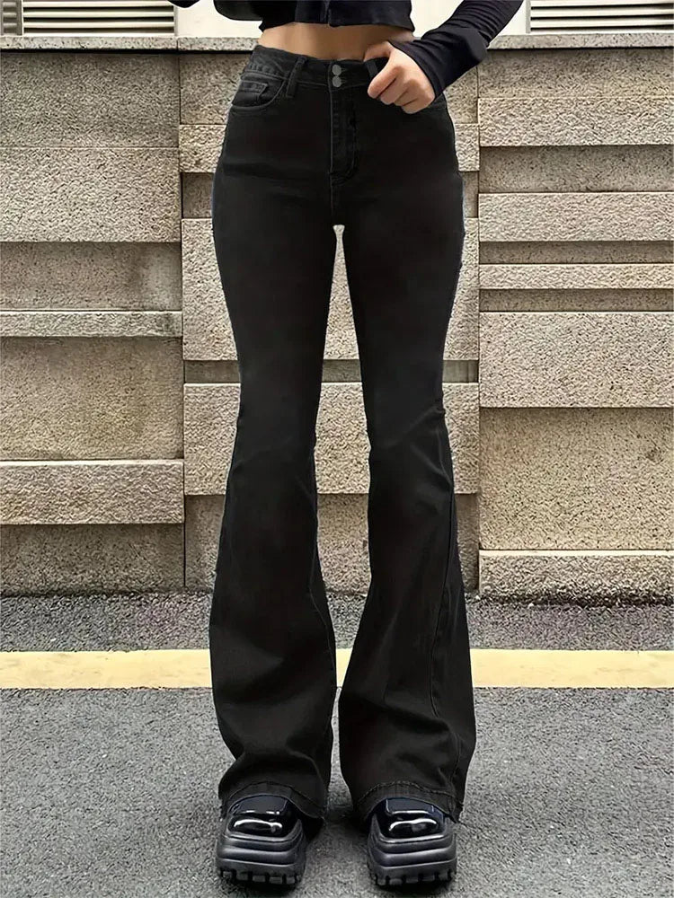 Flare Stretch Jeans Skinny Bell Bottom High Waist Denim Pants