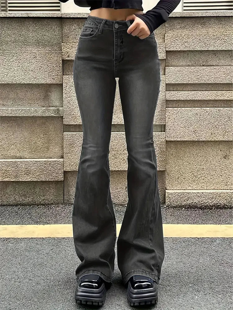 Flare Stretch Jeans Skinny Bell Bottom High Waist Denim Pants