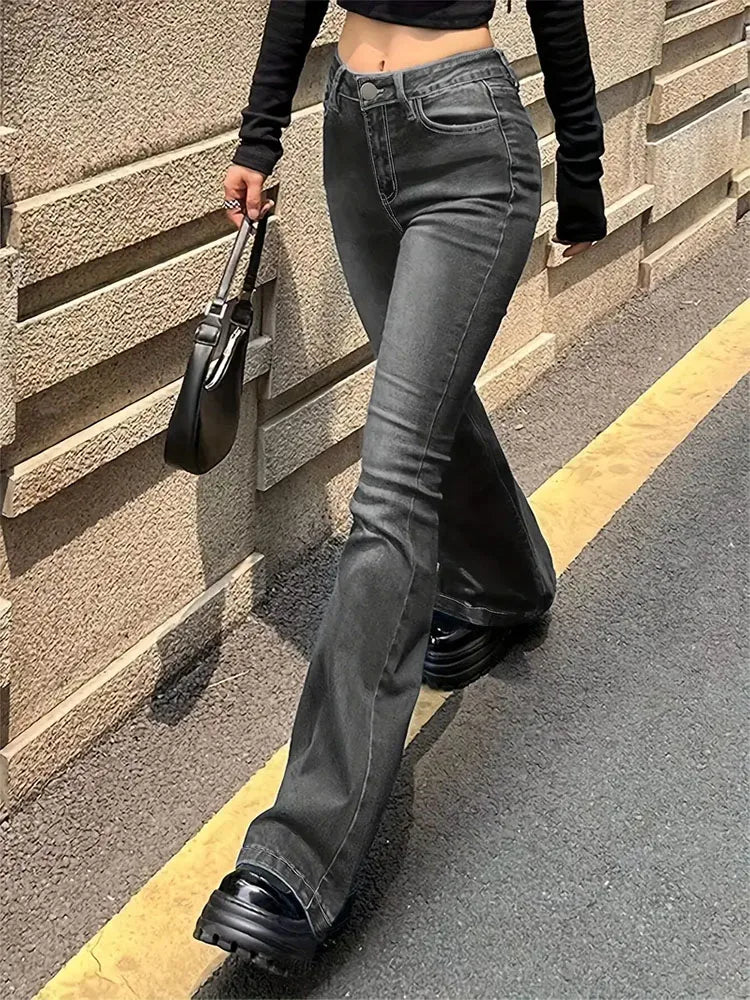 Flare Stretch Jeans Skinny Bell Bottom High Waist Denim Pants