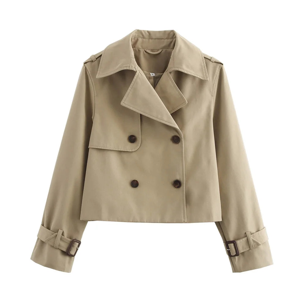 Ladies Vintage Cropped Trench Jacket