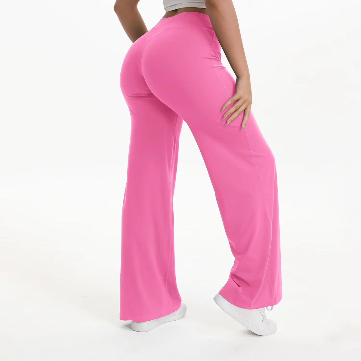 Straight Leg Bottoms Women's Mid-Waist Yoga Pants