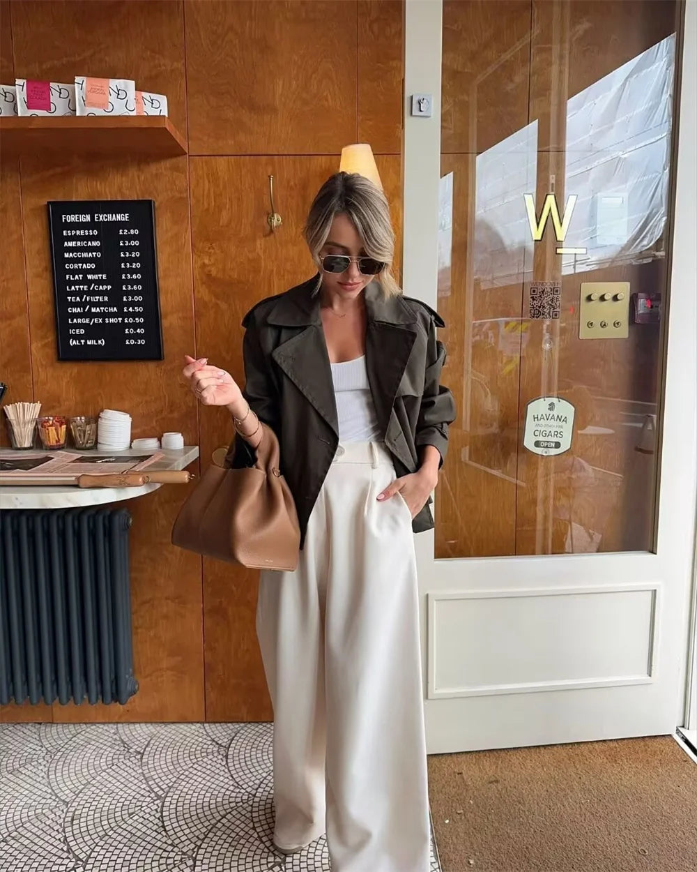 Ladies Vintage Cropped Trench Jacket