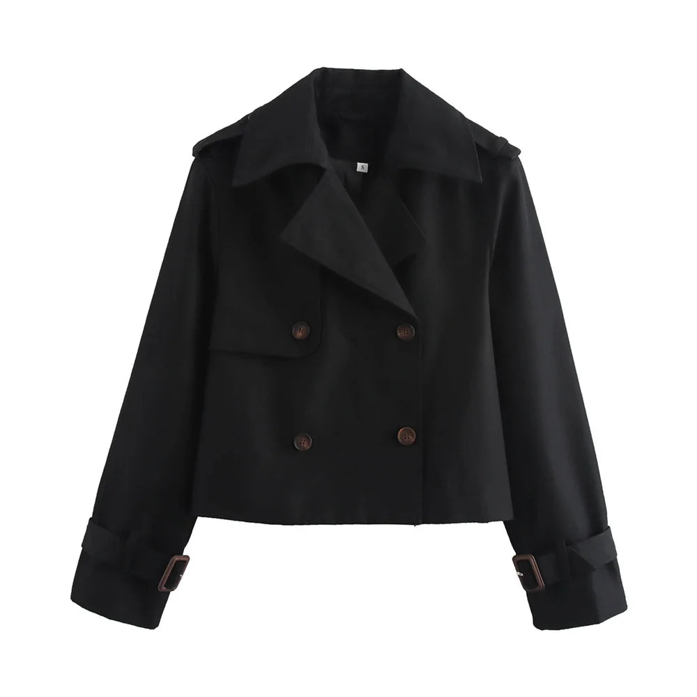 Ladies Vintage Cropped Trench Jacket