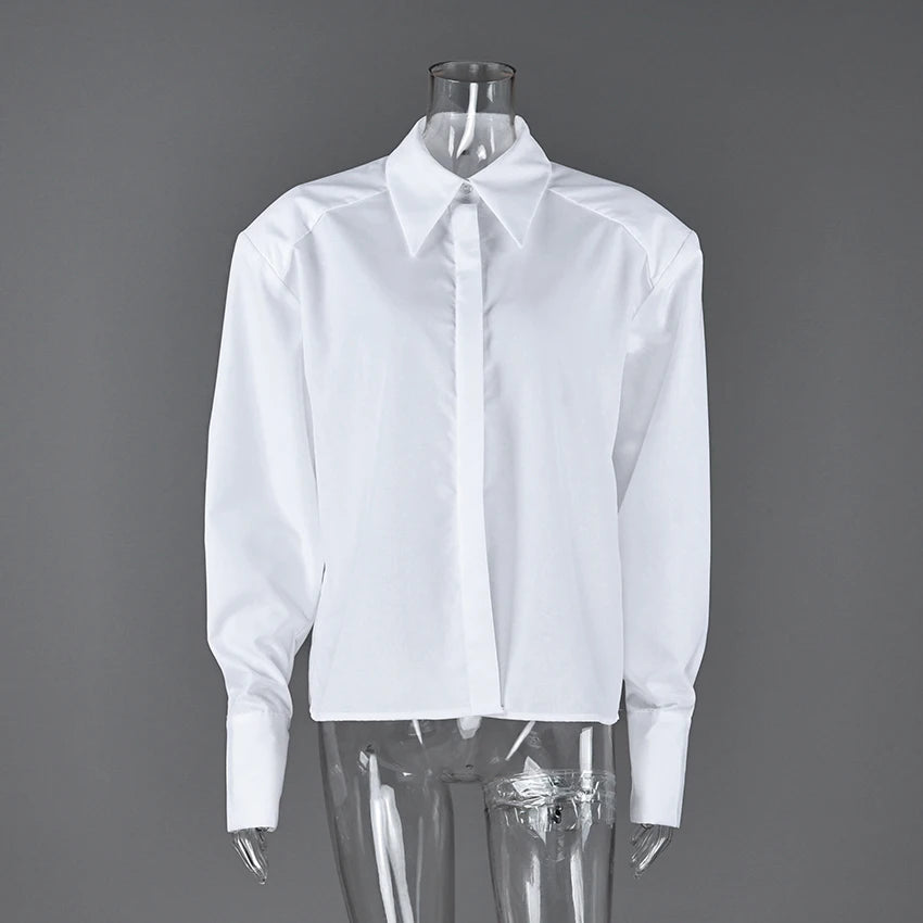 Autumn Elegant White Puff Sleeve Shirt