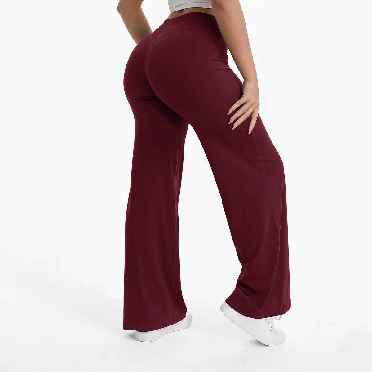 Straight Leg Bottoms Women's Mid-Waist Yoga Pants