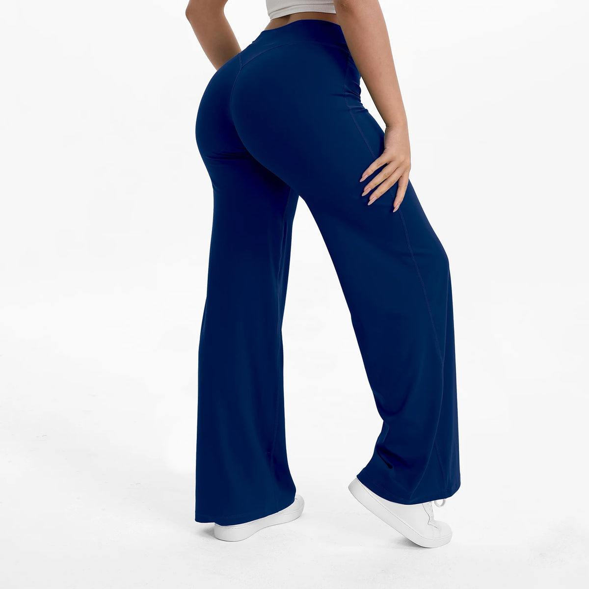 Straight Leg Bottoms Women's Mid-Waist Yoga Pants