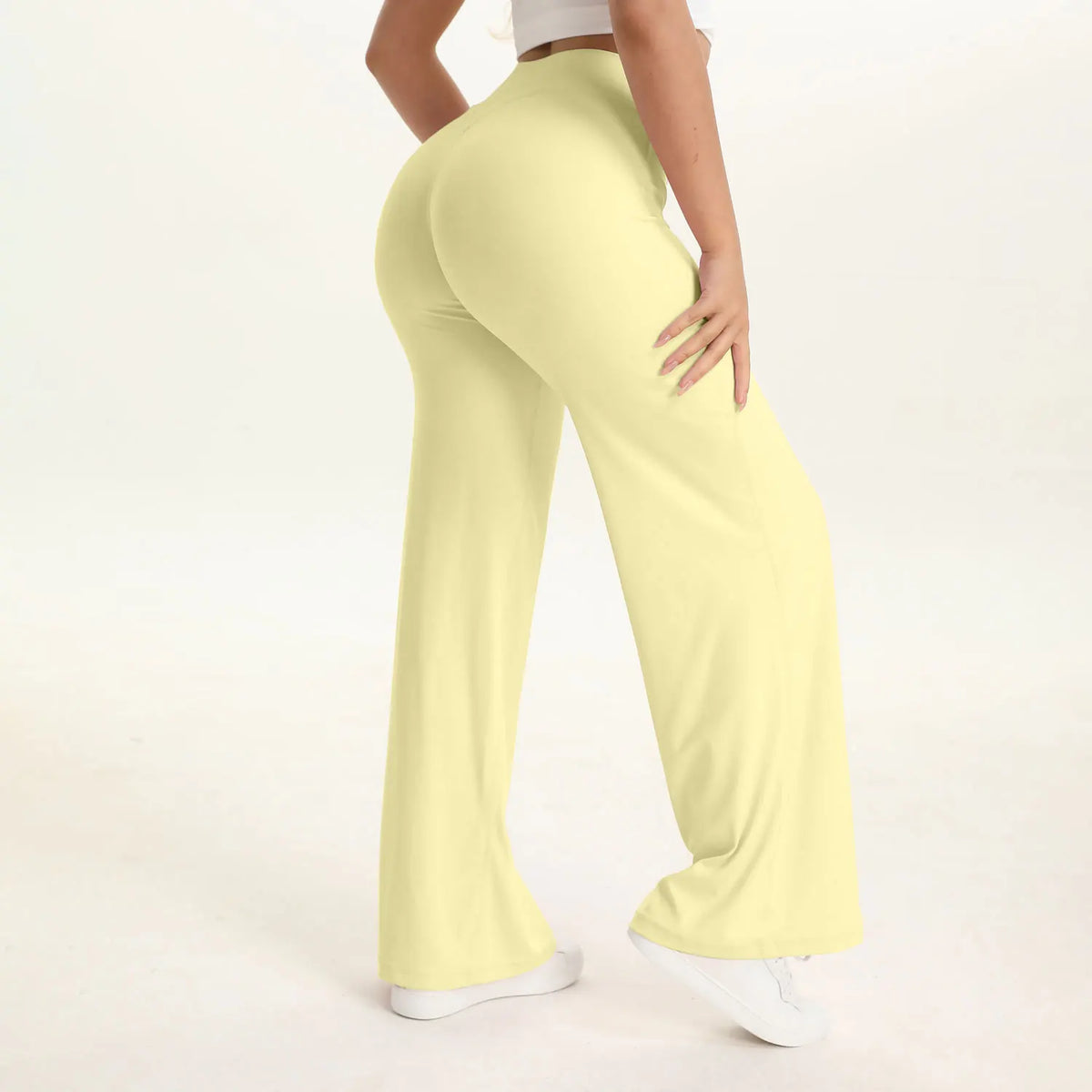 Straight Leg Bottoms Women's Mid-Waist Yoga Pants