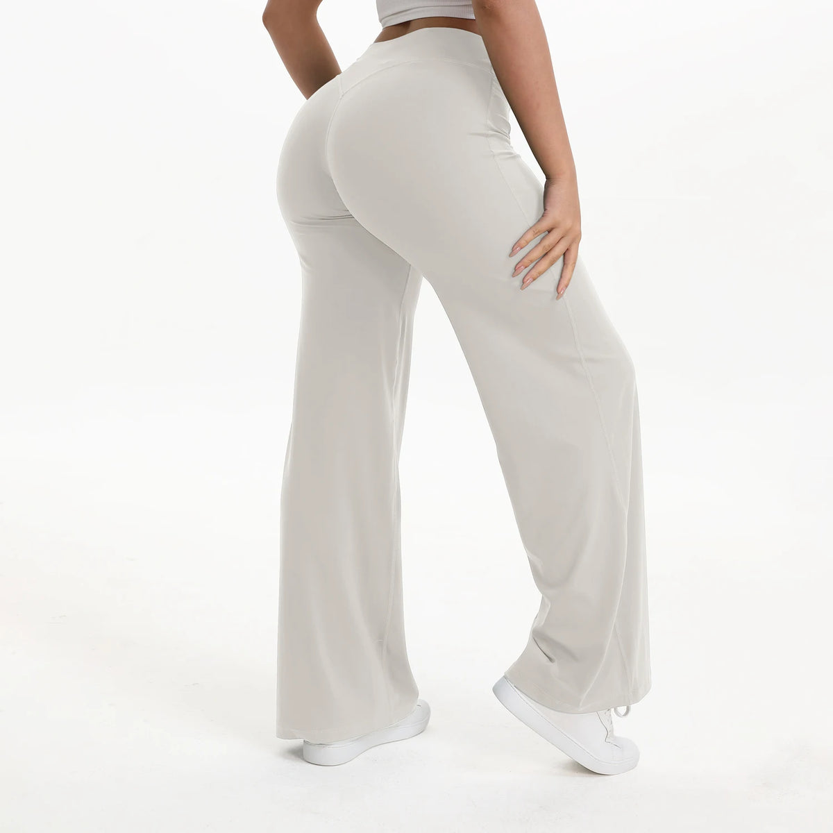 Straight Leg Bottoms Women's Mid-Waist Yoga Pants