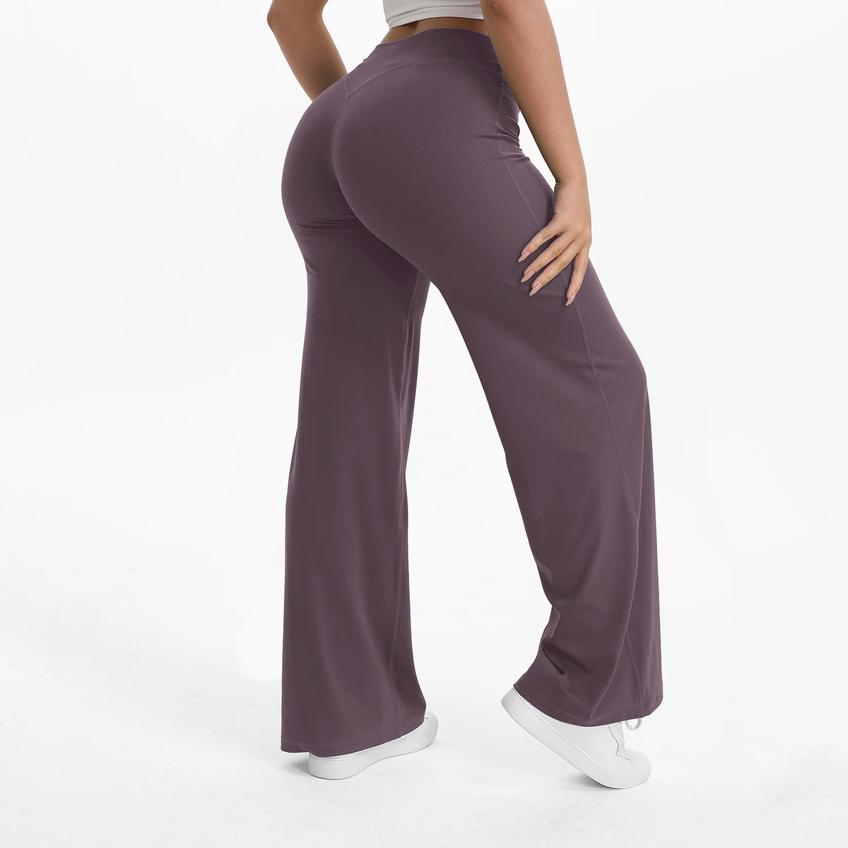 Straight Leg Bottoms Women's Mid-Waist Yoga Pants