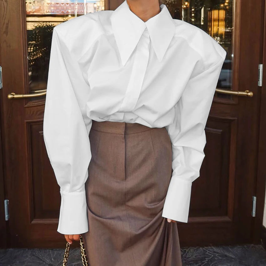 Autumn Elegant White Puff Sleeve Shirt