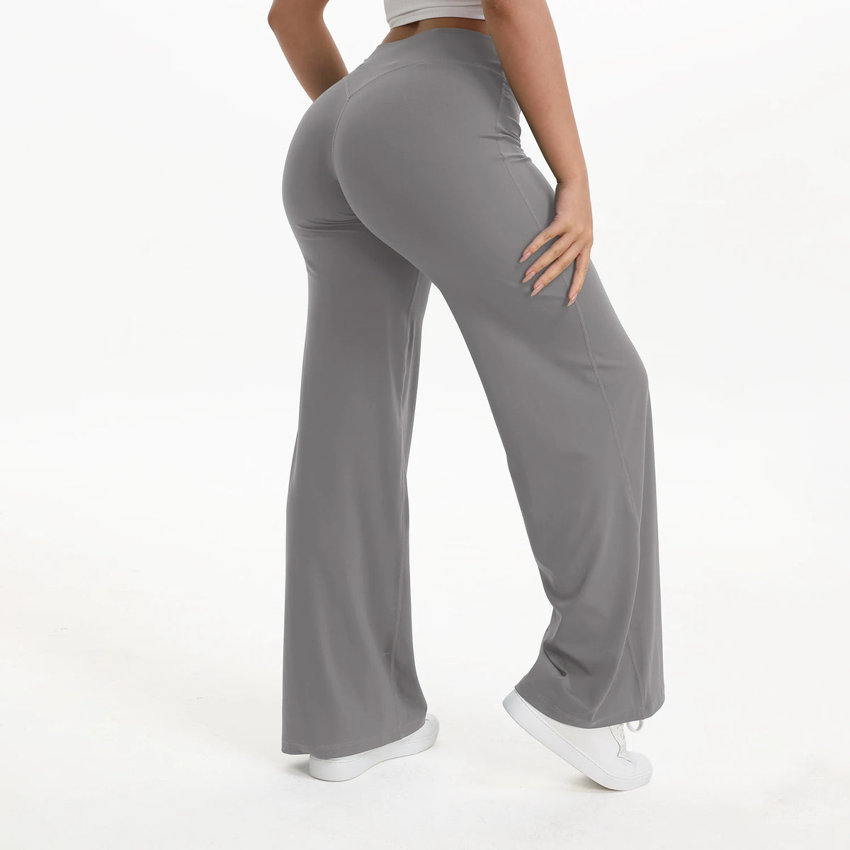 Straight Leg Bottoms Women's Mid-Waist Yoga Pants