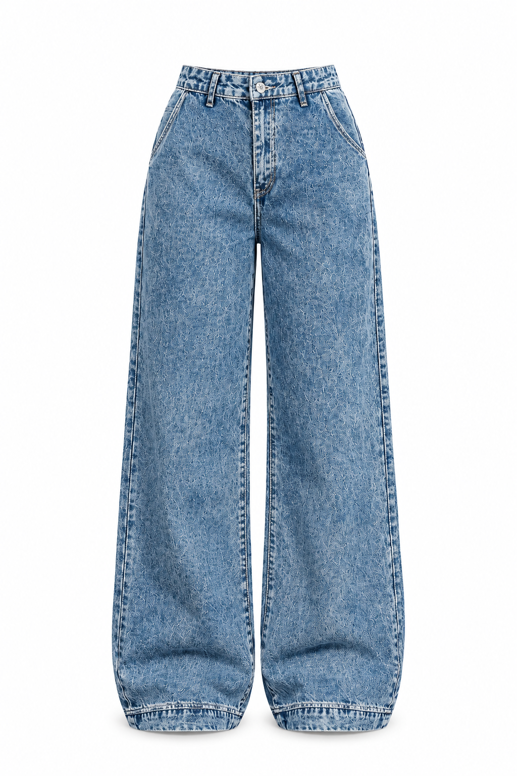 High Waist Wide Leg Jeans, Heart‑Shaped Back Pockets.