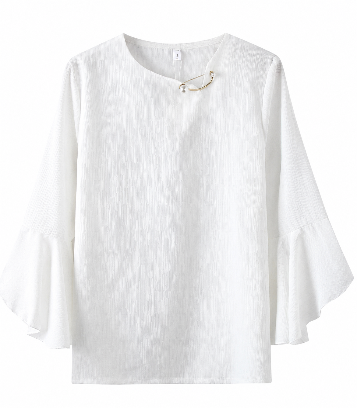 Ruffled Sleeved Loose Shirt Chiffon Blouse