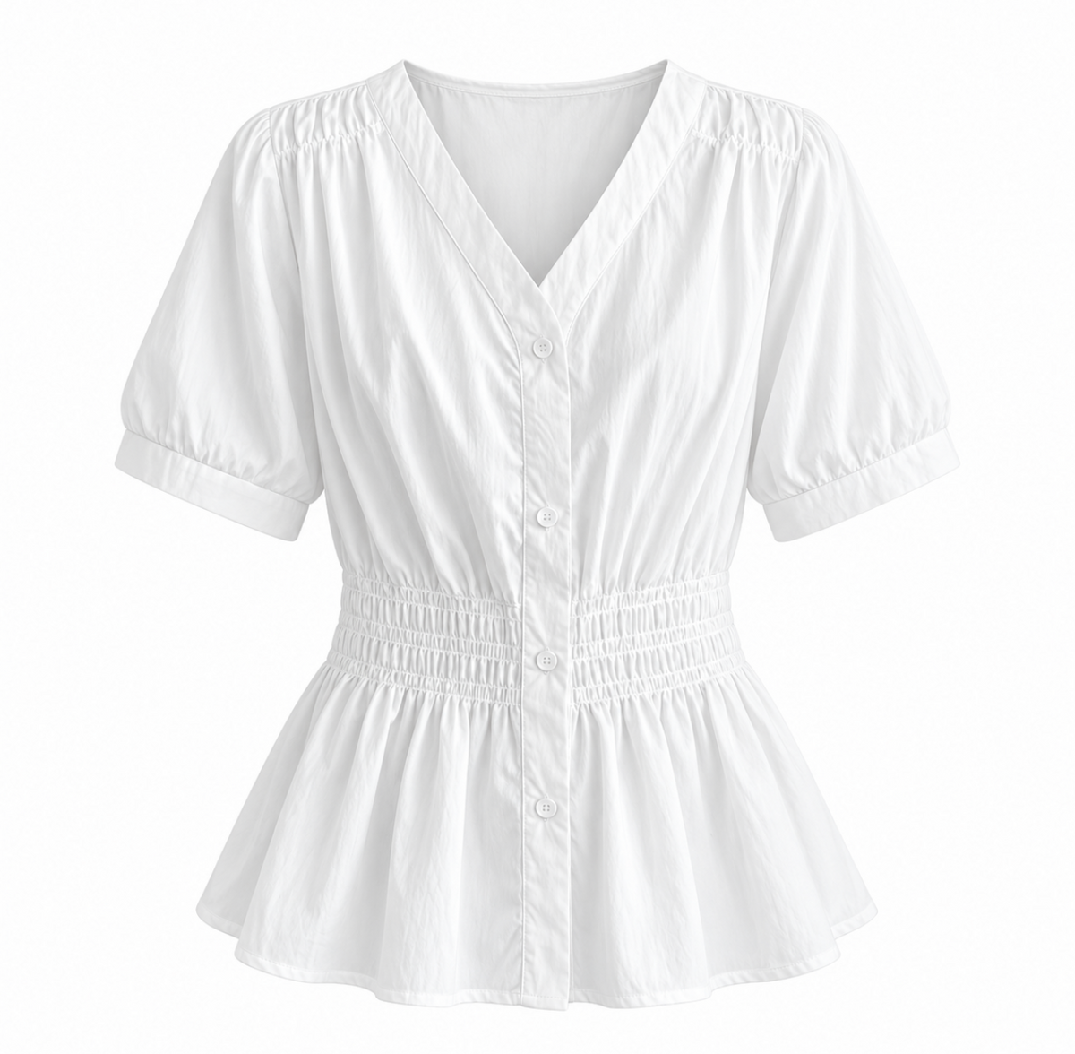 Elastic waist cinching and slimming summer shirt