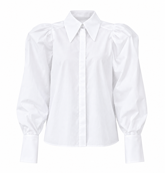 Autumn Elegant White Puff Sleeve Shirt
