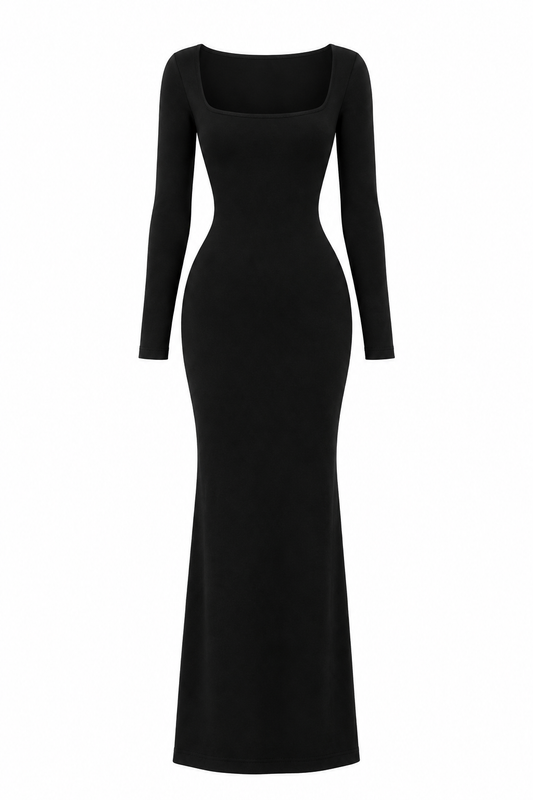 Solid Long Sleeve Bodycon Dress