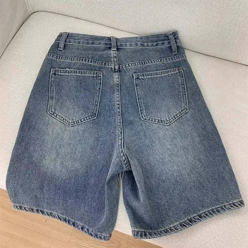 Casual Denim Wide Leg Short Jeans