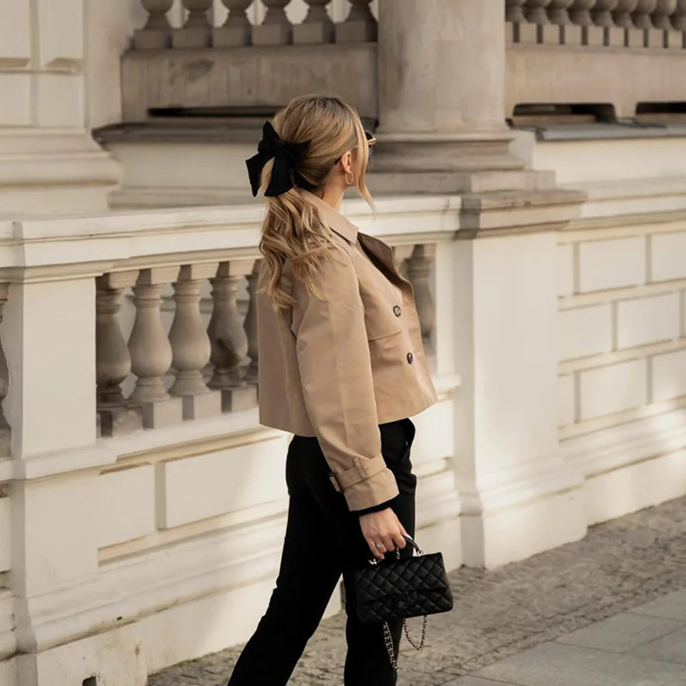Ladies Vintage Cropped Trench Jacket