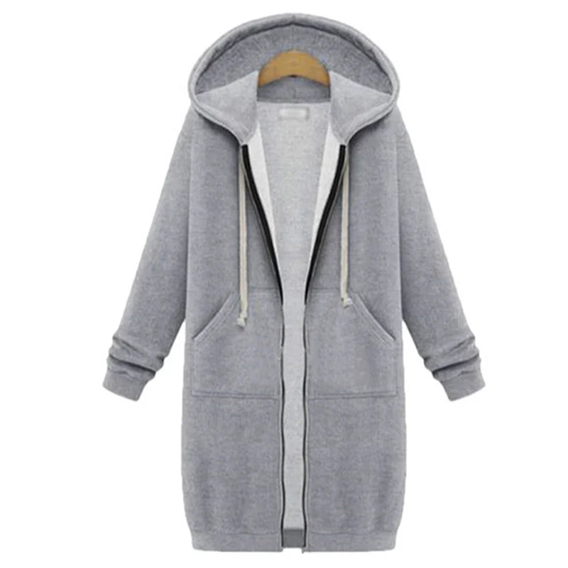 Women's Winter Hoodie Loose Hooded Jacket Zipper