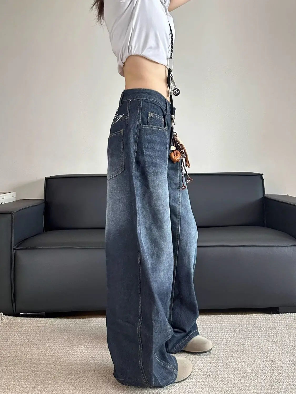 Stylish Chic Elegant Embroidered Patchwork Jeans