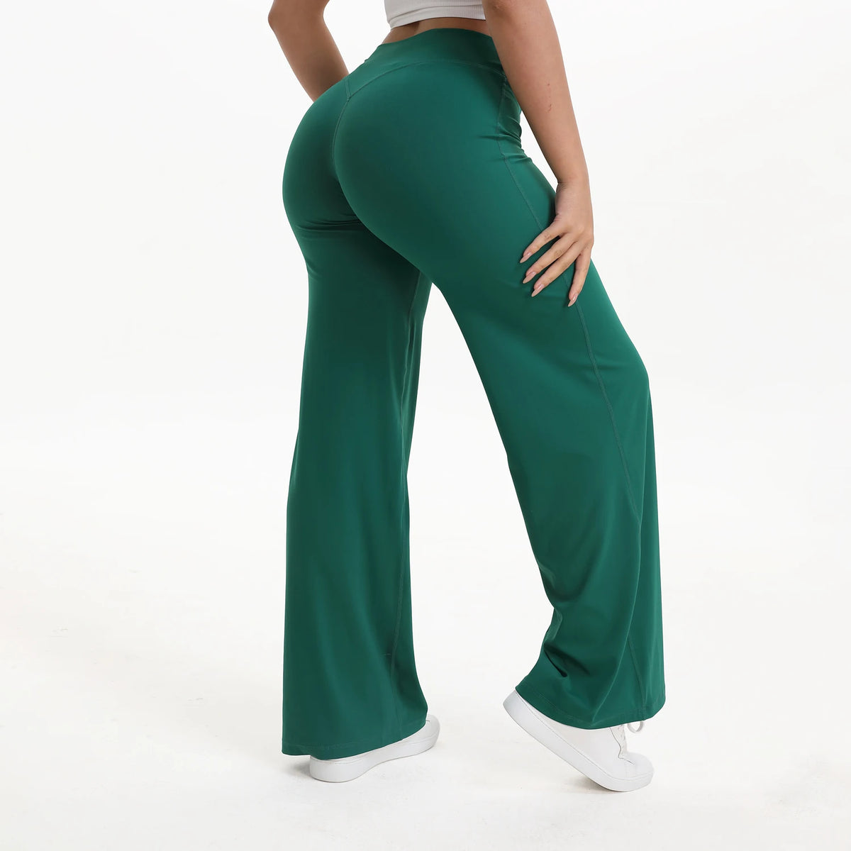 Straight Leg Bottoms Women's Mid-Waist Yoga Pants