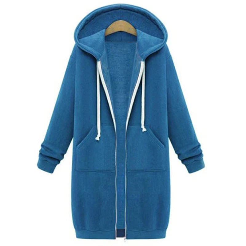Women's Winter Hoodie Loose Hooded Jacket Zipper