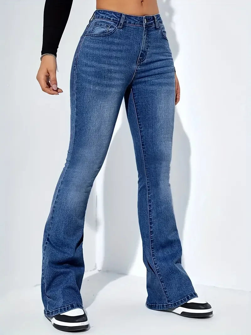 Flare Stretch Jeans Skinny Bell Bottom High Waist Denim Pants