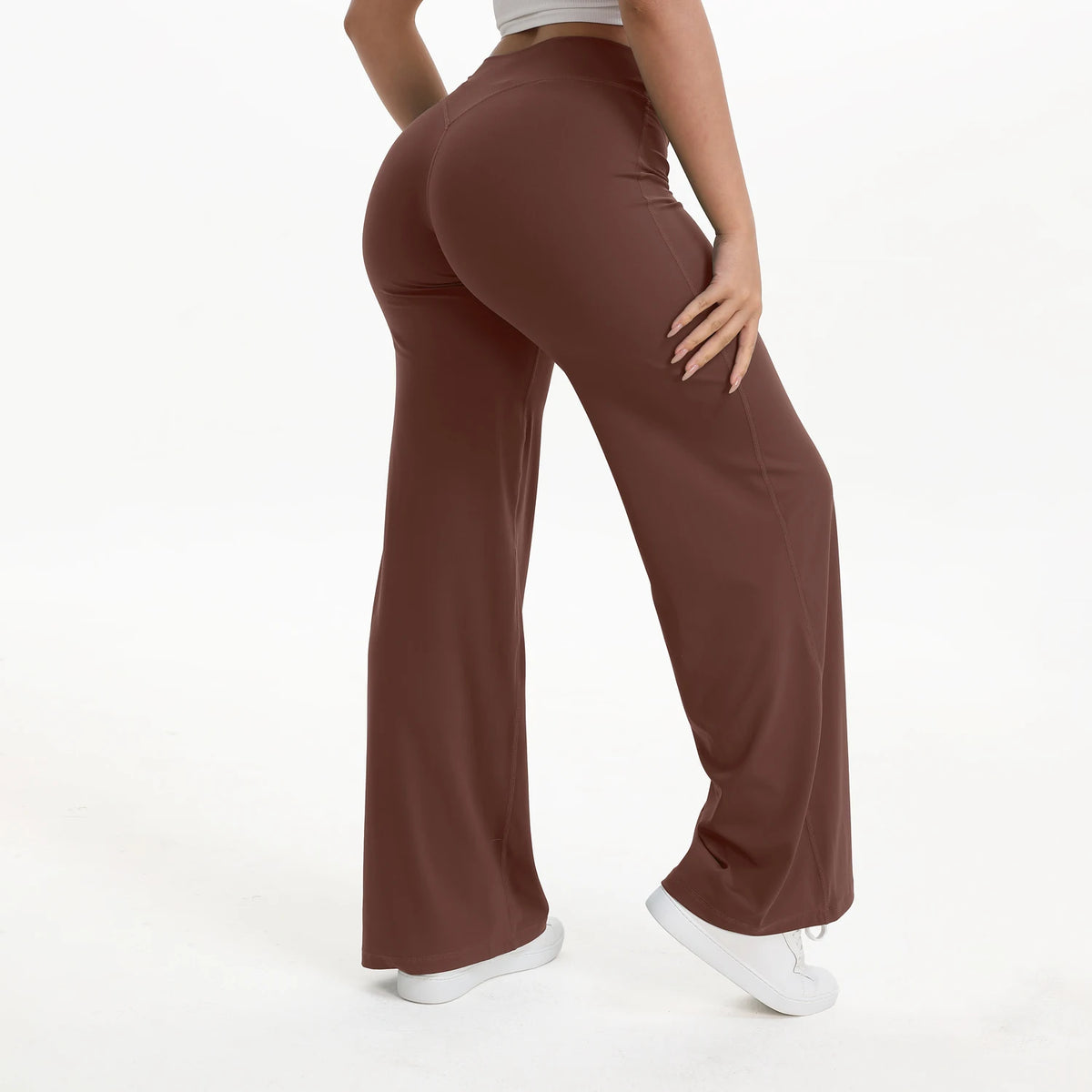 Straight Leg Bottoms Women's Mid-Waist Yoga Pants