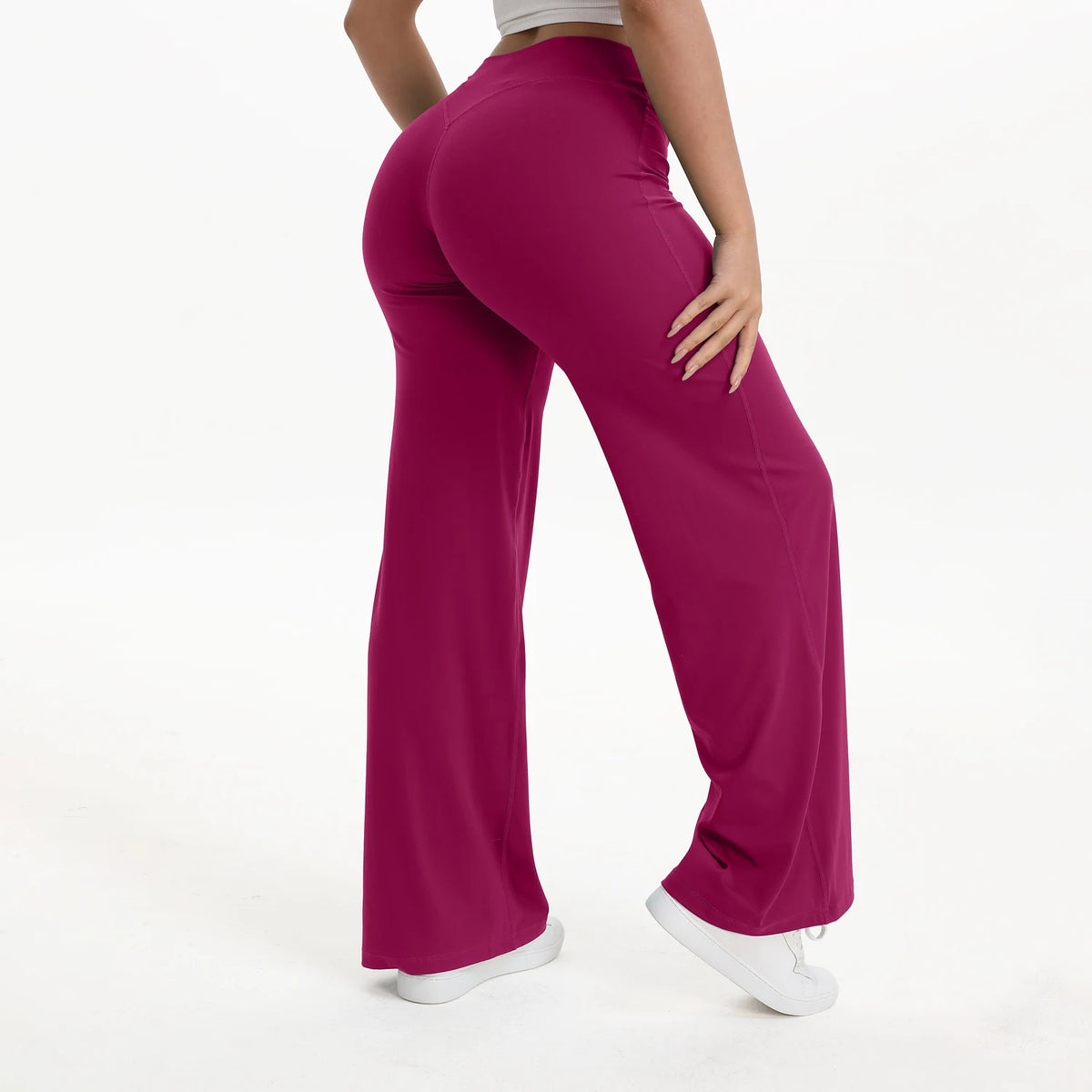 Straight Leg Bottoms Women's Mid-Waist Yoga Pants