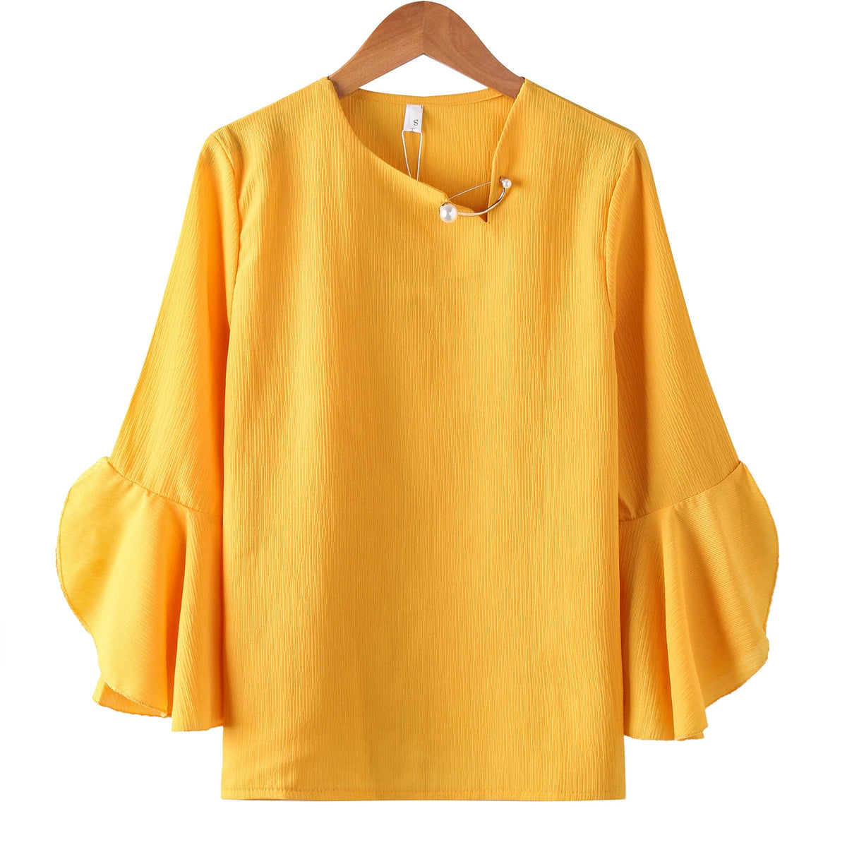 Ruffled Sleeved Loose Shirt Chiffon Blouse