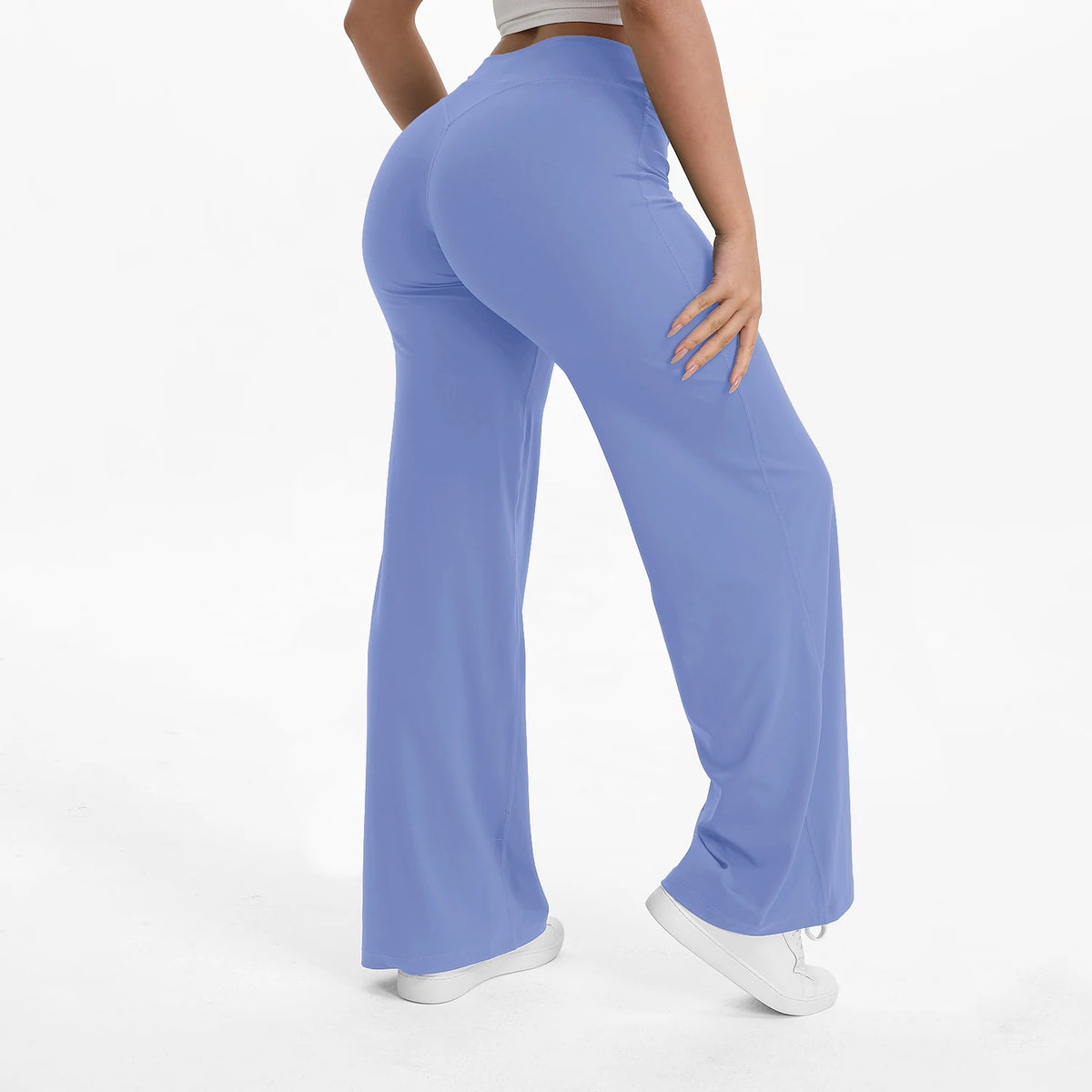 Straight Leg Bottoms Women's Mid-Waist Yoga Pants