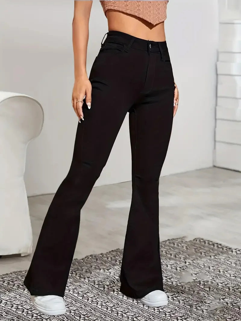 Flare Stretch Jeans Skinny Bell Bottom High Waist Denim Pants