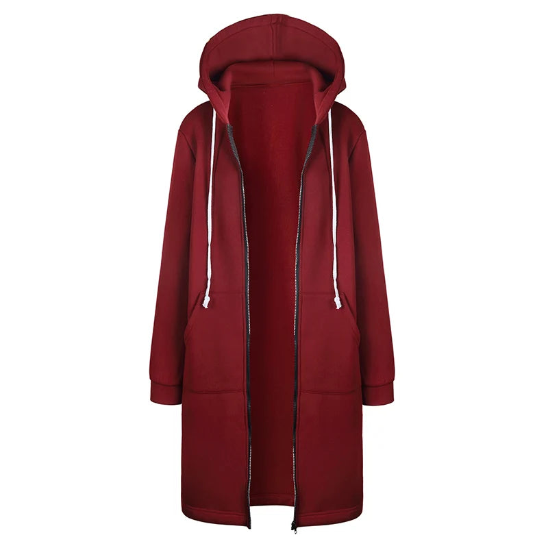 Women's Winter Hoodie Loose Hooded Jacket Zipper