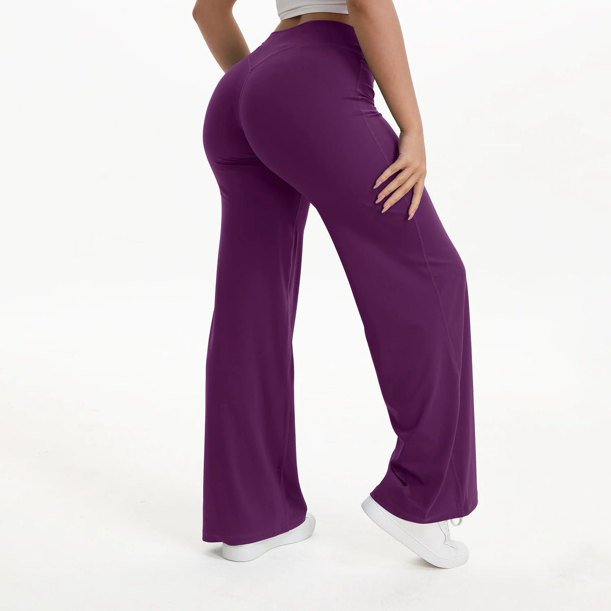 Straight Leg Bottoms Women's Mid-Waist Yoga Pants