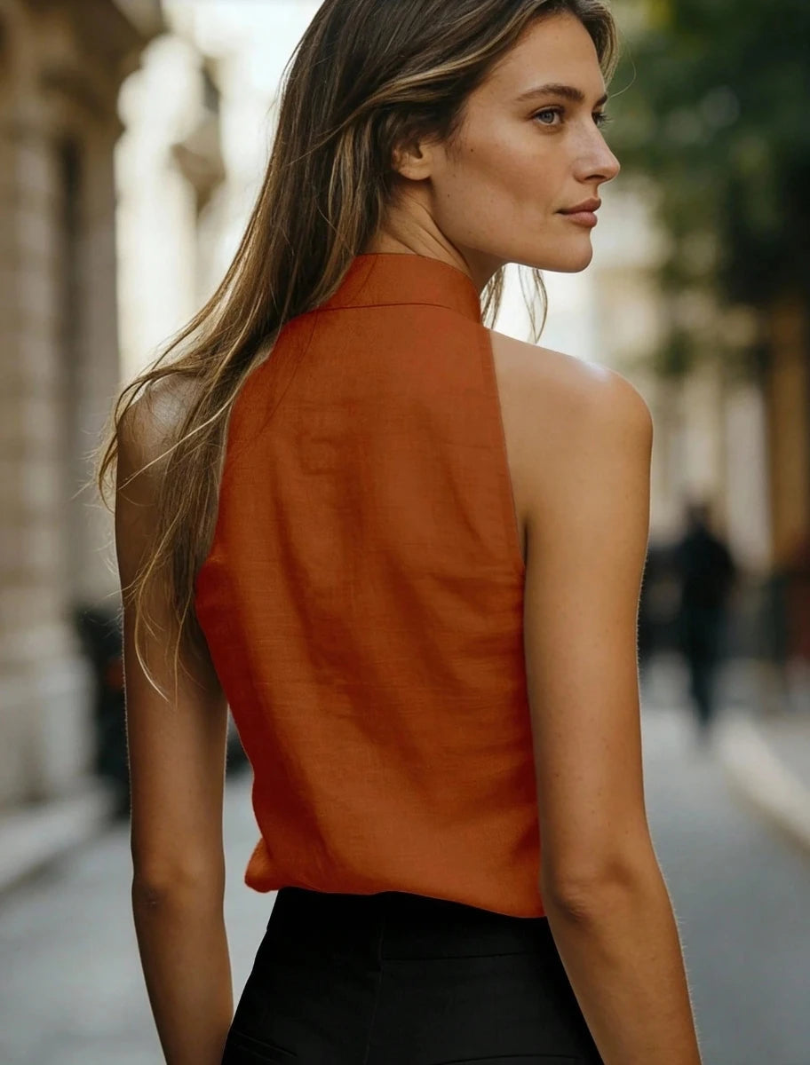 Women's Sleeveless Linen Blend Top