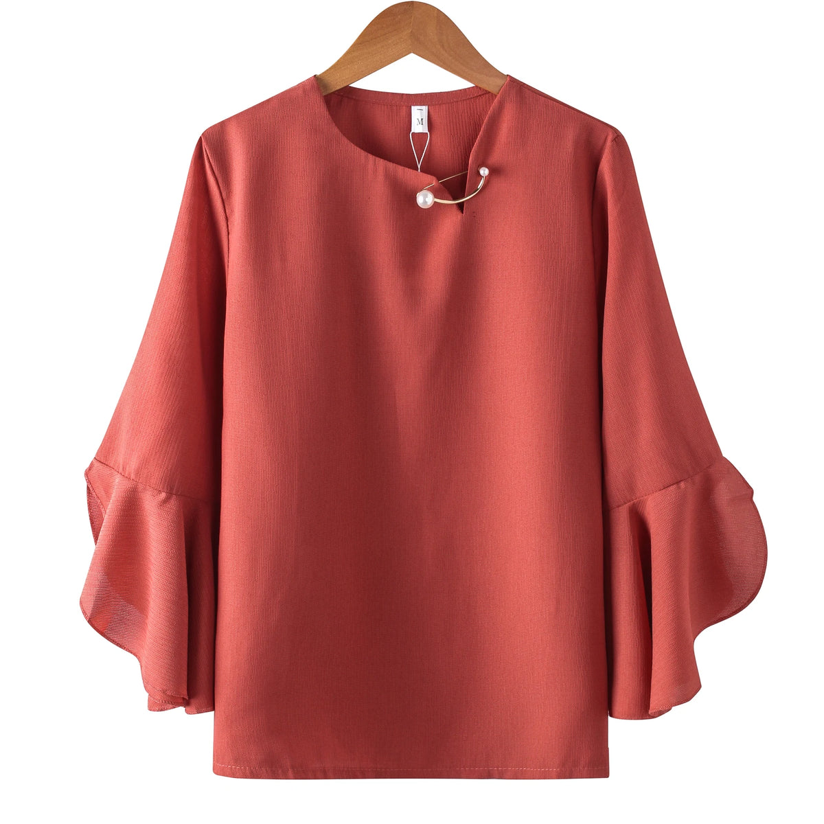 Ruffled Sleeved Loose Shirt Chiffon Blouse
