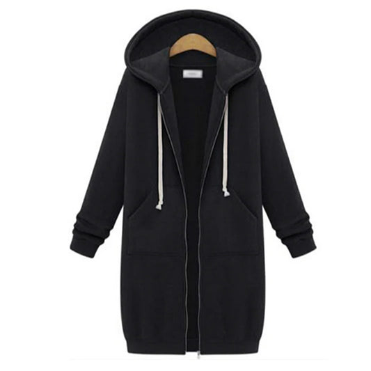 Women's Winter Hoodie Loose Hooded Jacket Zipper