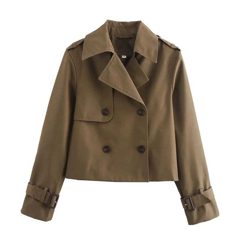 Ladies Vintage Cropped Trench Jacket