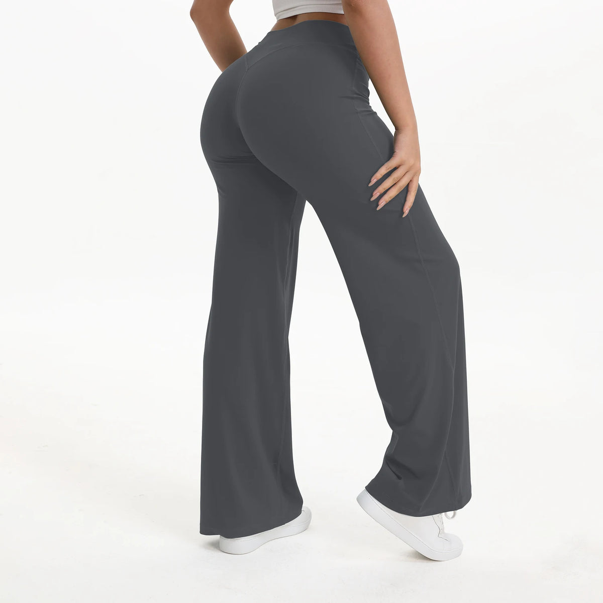 Straight Leg Bottoms Women's Mid-Waist Yoga Pants