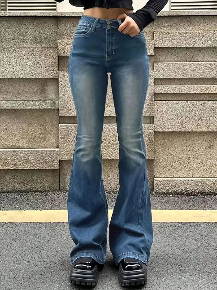 Flare Stretch Jeans Skinny Bell Bottom High Waist Denim Pants